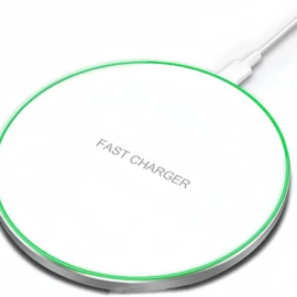 Fast Wireless Charger Pad, Compatible with iPhone/Samsung/AirPods, LED Indicator, Type-C, QC3.0 (White)